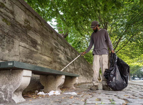 Staff Cleaning the Perimeter