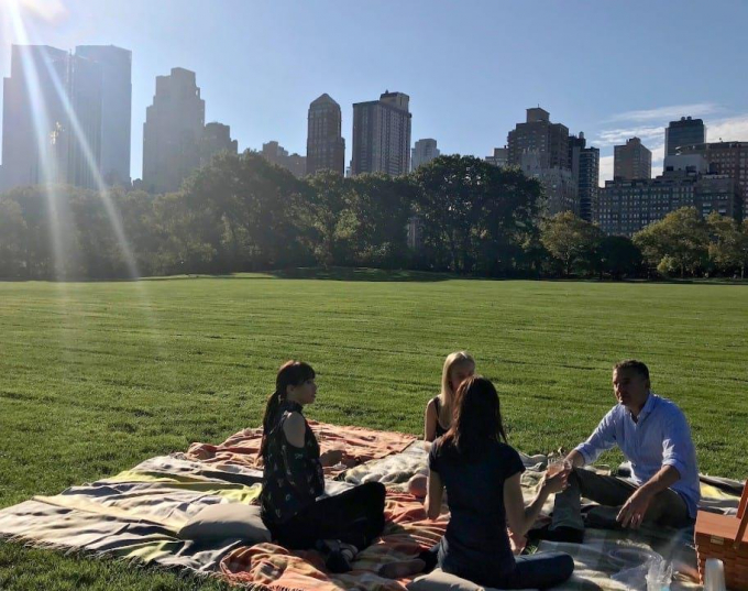 Phil Rosenthal picnics on the Great Lawn.