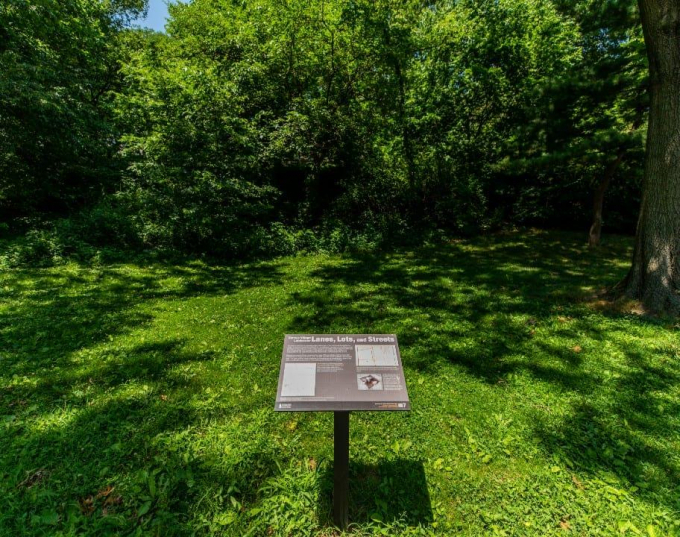 Another example of signage associated with the Seneca Village outdoor exhibit