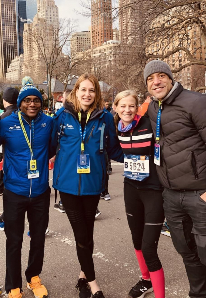 Mary Wittenberg with NY Road Runners after the 2019 NYC Half