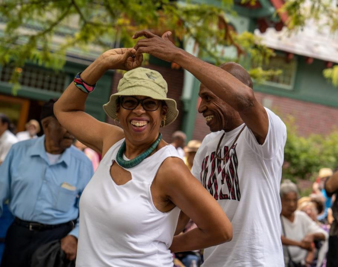 Dancers responding to the music at the Harlem Meer Performance Festival