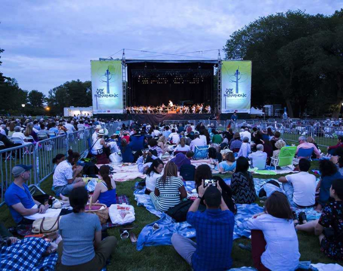 The New York Philharmonic in an evening performance at Central Park