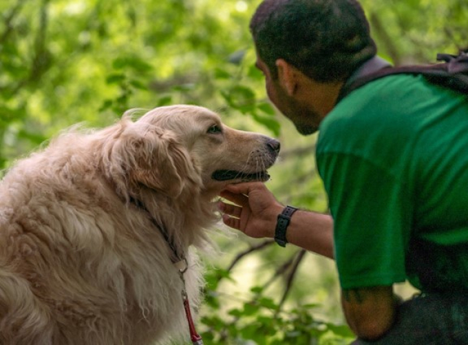 Allisson and her dog Happy in the Ramble