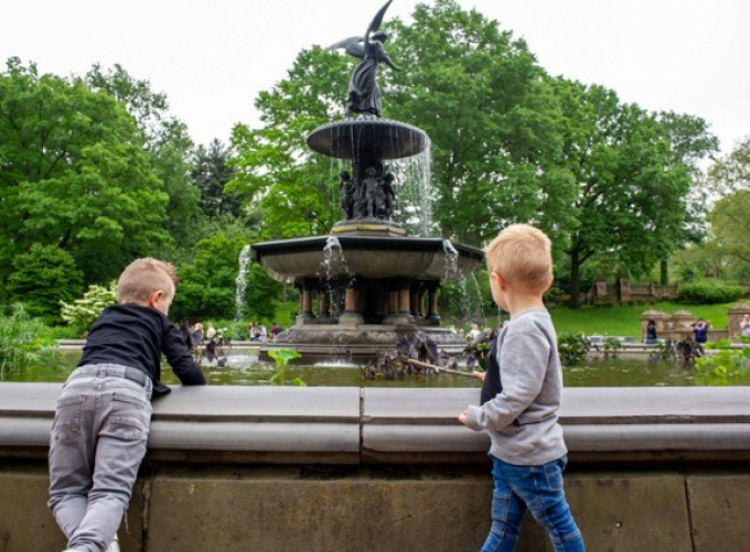 Marcus and Dominick eye Bethesda Fountain