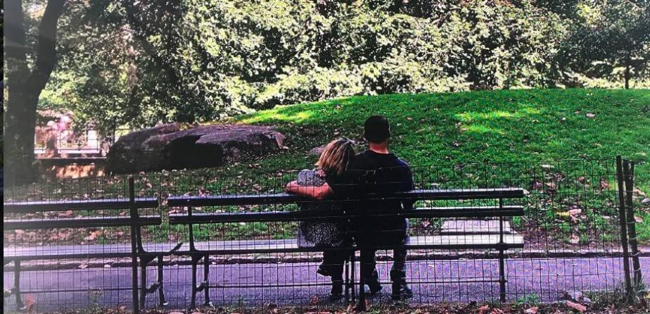 Phil Rosenthal with his wife on a Central Park bench