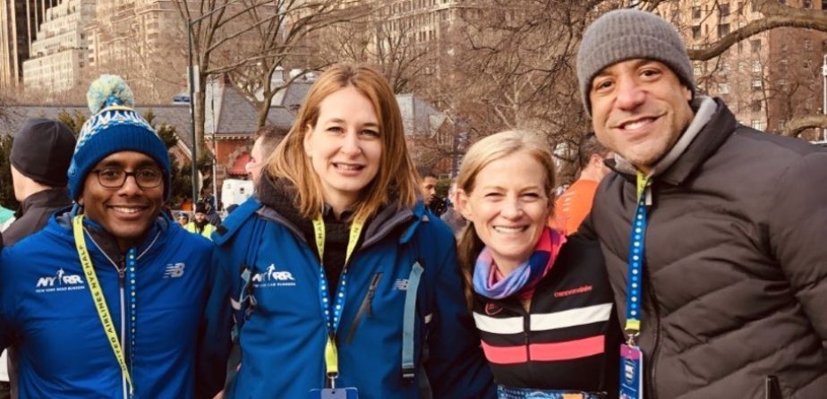 Mary Wittenberg after finishing the NYC half with Road Runner colleagues