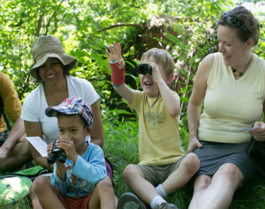 Children birding the North Woods